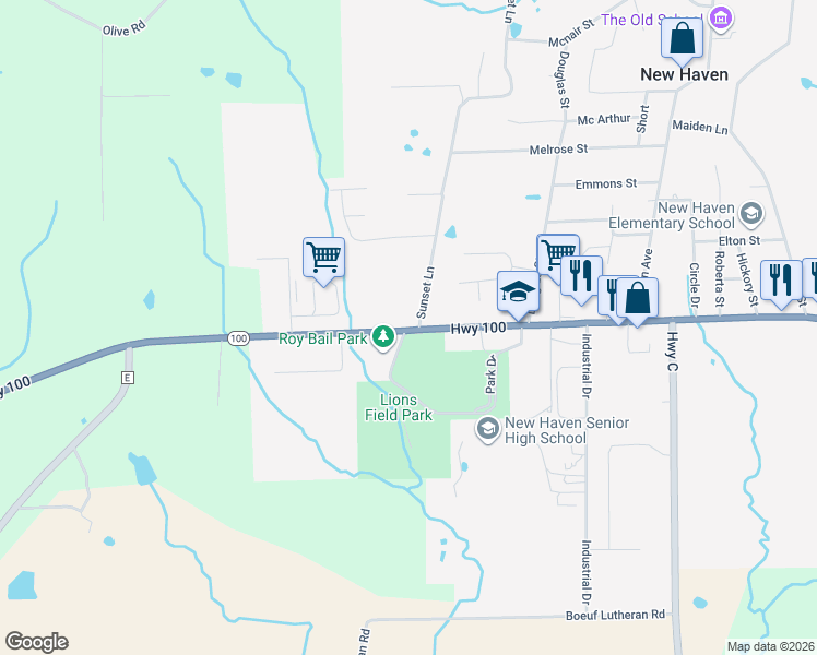 map of restaurants, bars, coffee shops, grocery stores, and more near 101 Sunset Lane in New Haven