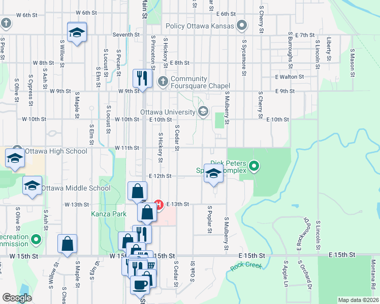 map of restaurants, bars, coffee shops, grocery stores, and more near 320 East 11th Street in Ottawa