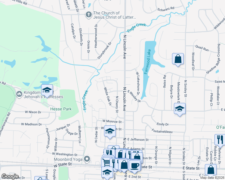 map of restaurants, bars, coffee shops, grocery stores, and more near 814 White Oak Drive in O'Fallon