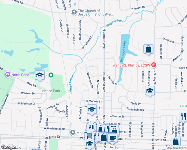 map of restaurants, bars, coffee shops, grocery stores, and more near 814 White Oak Drive in O'Fallon