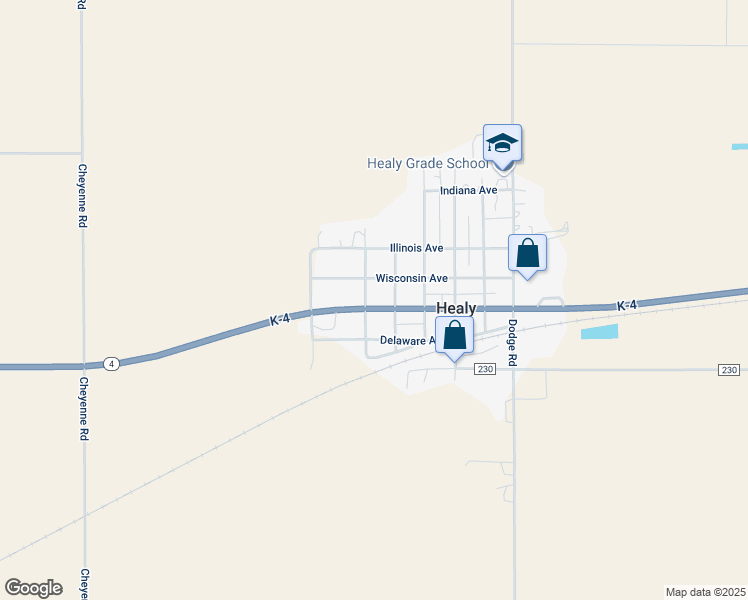 map of restaurants, bars, coffee shops, grocery stores, and more near Spruce Street in Healy