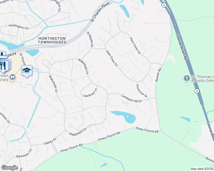 map of restaurants, bars, coffee shops, grocery stores, and more near 2272 Ingleside Court in Waldorf