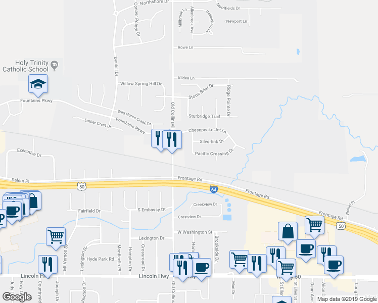 map of restaurants, bars, coffee shops, grocery stores, and more near 941 Pacific Crossing Drive in O'Fallon