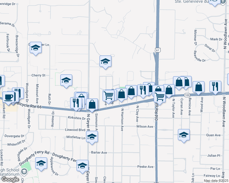 map of restaurants, bars, coffee shops, grocery stores, and more near 1146 Evans Avenue in Kirkwood