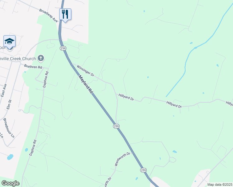 map of restaurants, bars, coffee shops, grocery stores, and more near State Route 798 in Rockingham County