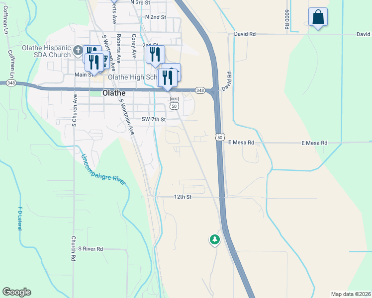 map of restaurants, bars, coffee shops, grocery stores, and more near 750 8th Street in Olathe