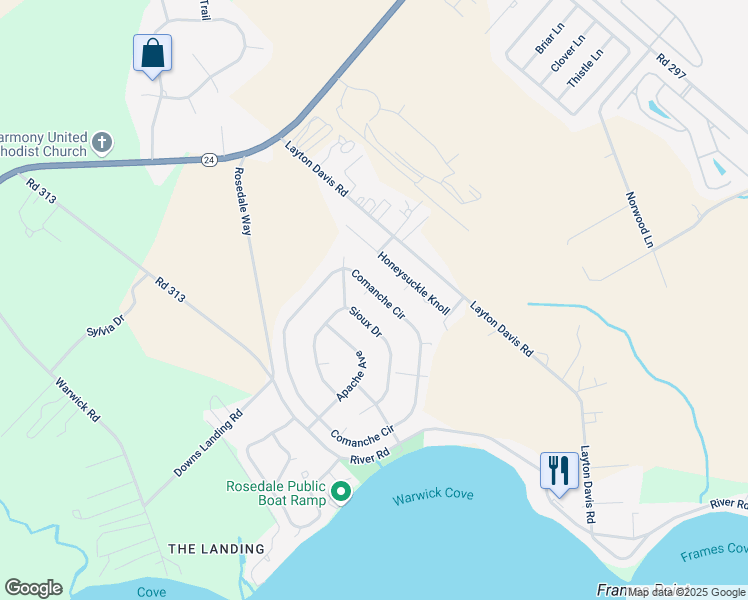 map of restaurants, bars, coffee shops, grocery stores, and more near 88 Comanche Circle in Millsboro