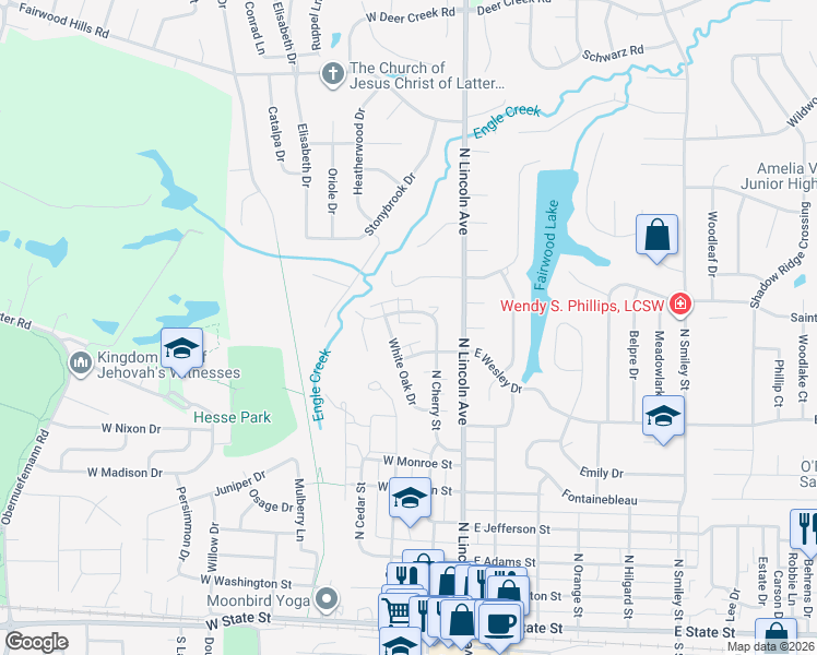 map of restaurants, bars, coffee shops, grocery stores, and more near 814 White Oak Drive in O'Fallon