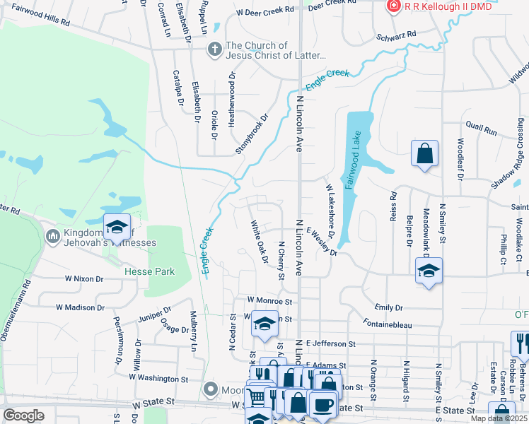 map of restaurants, bars, coffee shops, grocery stores, and more near 814 White Oak Drive in O'Fallon