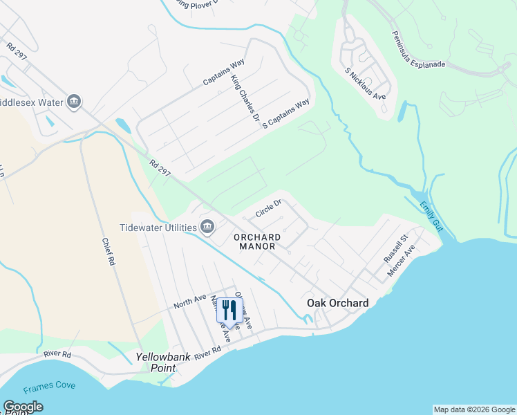 map of restaurants, bars, coffee shops, grocery stores, and more near 33032 Circle Drive in Millsboro