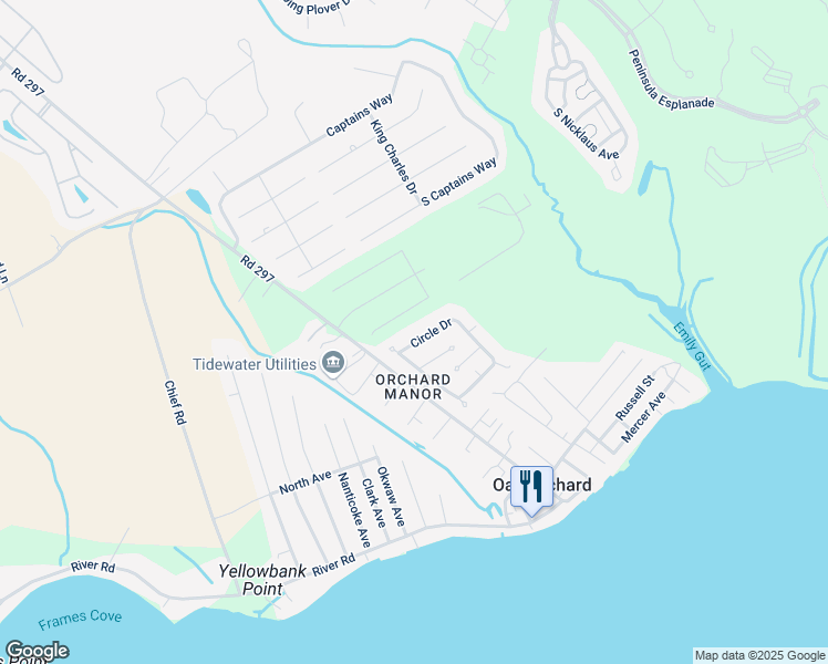 map of restaurants, bars, coffee shops, grocery stores, and more near 33054 Circle Drive in Millsboro
