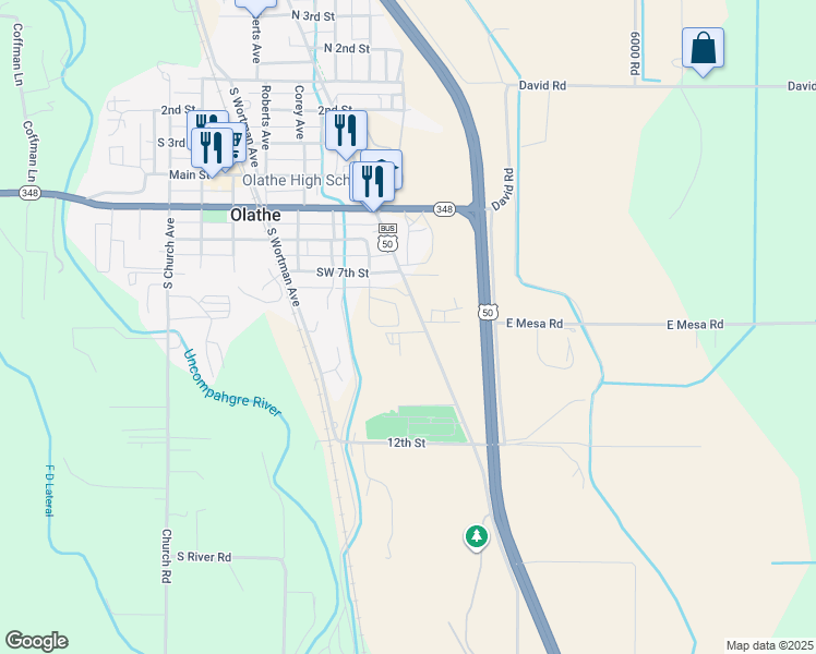 map of restaurants, bars, coffee shops, grocery stores, and more near 750 8th Street in Olathe