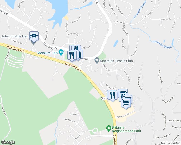 map of restaurants, bars, coffee shops, grocery stores, and more near 16190 Henderson Lane in Montclair