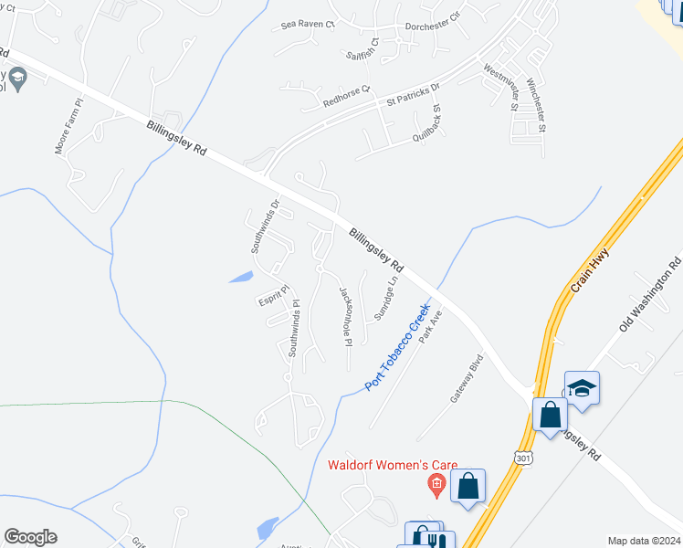 map of restaurants, bars, coffee shops, grocery stores, and more near 10616 Jacksonhole Place in Charles