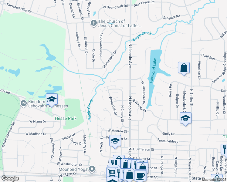 map of restaurants, bars, coffee shops, grocery stores, and more near 814 White Oak Drive in O'Fallon