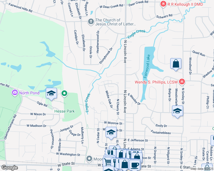 map of restaurants, bars, coffee shops, grocery stores, and more near 814 White Oak Drive in O'Fallon