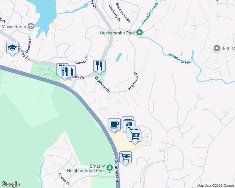 map of restaurants, bars, coffee shops, grocery stores, and more near 16200 Sheffield Drive in Montclair
