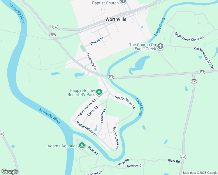 map of restaurants, bars, coffee shops, grocery stores, and more near 590 Happy Hollow Lane in Worthville