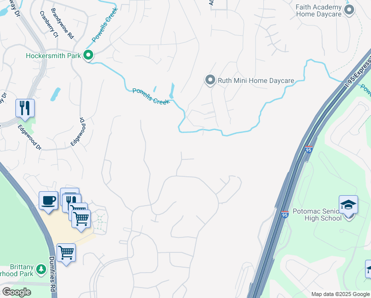 map of restaurants, bars, coffee shops, grocery stores, and more near 16205 Timid Creek Court in Montclair