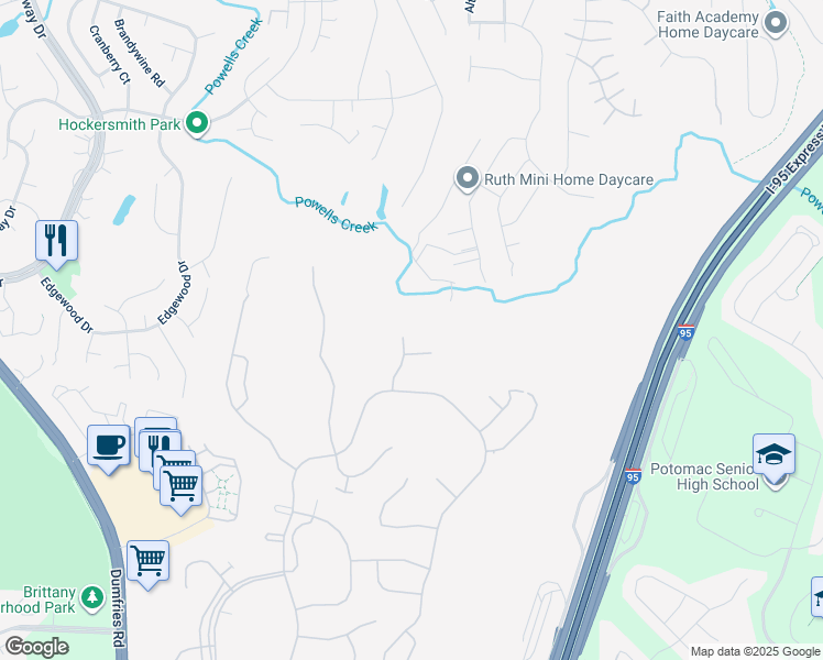 map of restaurants, bars, coffee shops, grocery stores, and more near 16205 Timid Creek Court in Montclair
