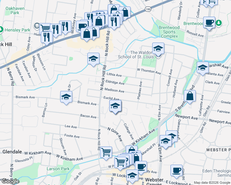 map of restaurants, bars, coffee shops, grocery stores, and more near 324 Madison Avenue in St. Louis