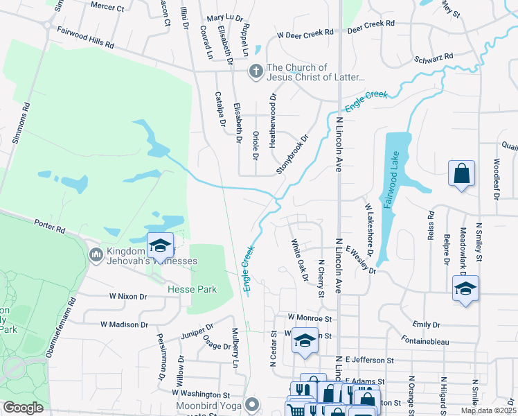 map of restaurants, bars, coffee shops, grocery stores, and more near 202 Woodland Court in O'Fallon