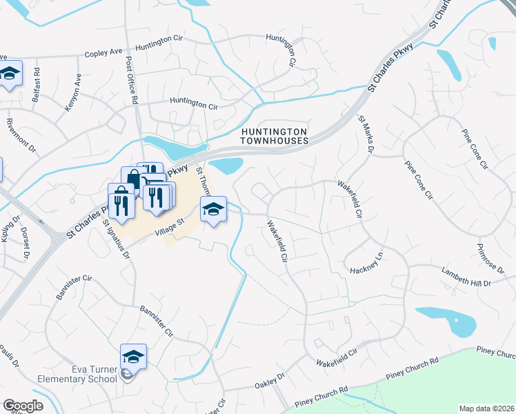 map of restaurants, bars, coffee shops, grocery stores, and more near 2000 Amber Leaf Place in Waldorf
