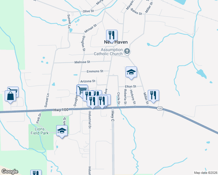 map of restaurants, bars, coffee shops, grocery stores, and more near 214 Maupin Avenue in New Haven