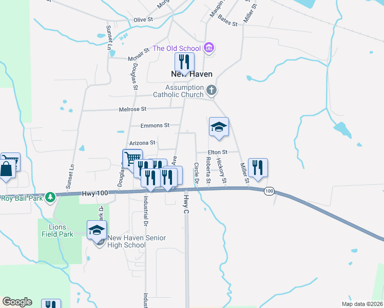map of restaurants, bars, coffee shops, grocery stores, and more near 214 Maupin Avenue in New Haven