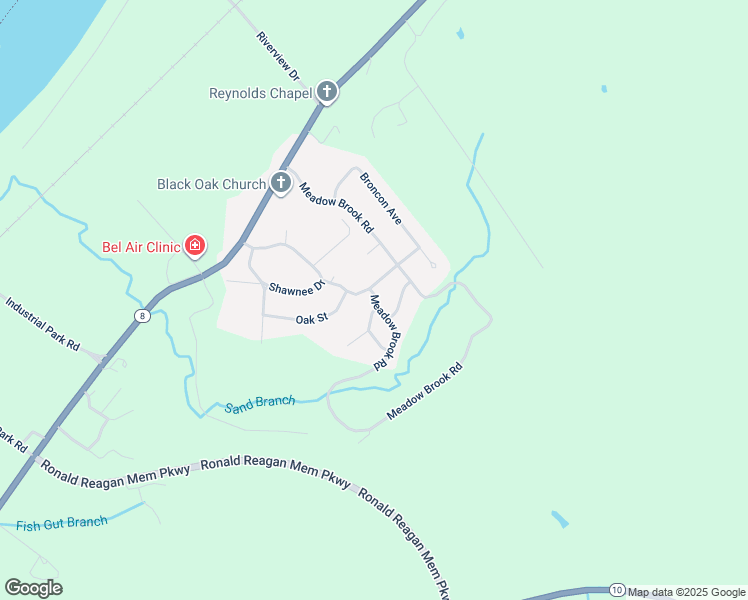 map of restaurants, bars, coffee shops, grocery stores, and more near Meadow Brook Road in Trinity