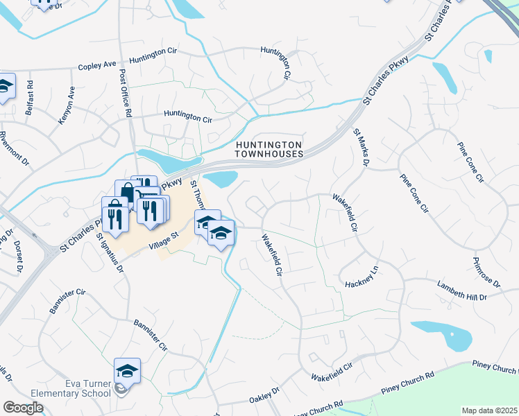map of restaurants, bars, coffee shops, grocery stores, and more near 2001 Amber Leaf Place in Waldorf