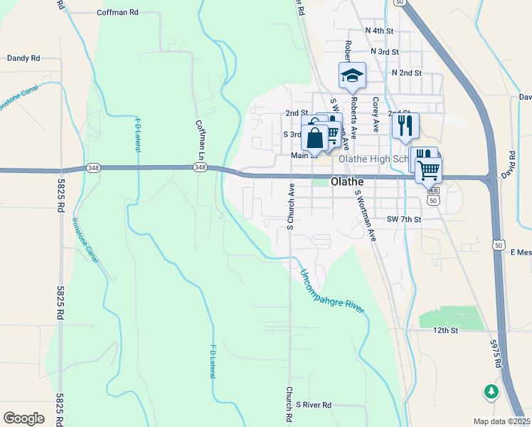 map of restaurants, bars, coffee shops, grocery stores, and more near 602 Aspen Dr in Olathe