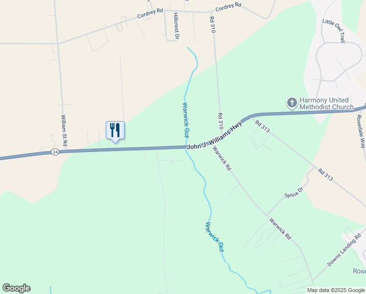 map of restaurants, bars, coffee shops, grocery stores, and more near 28110 John J Williams Highway in Millsboro