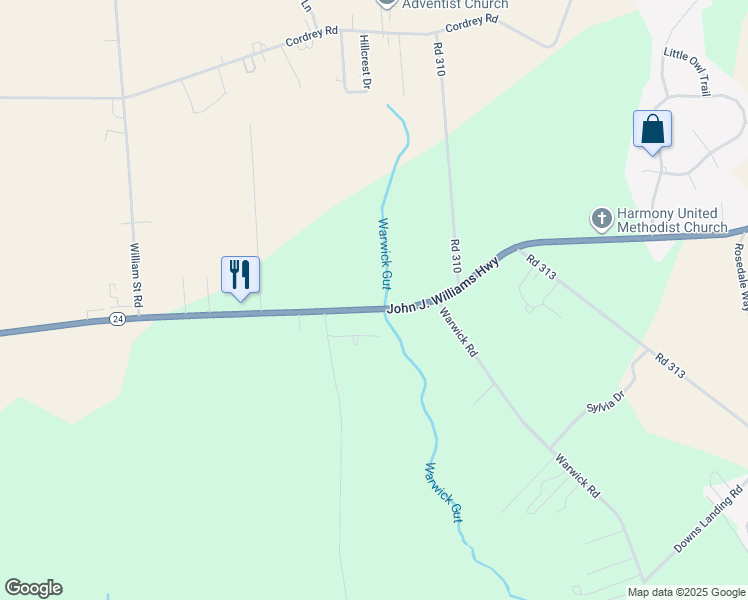 map of restaurants, bars, coffee shops, grocery stores, and more near 28110 John J Williams Highway in Millsboro