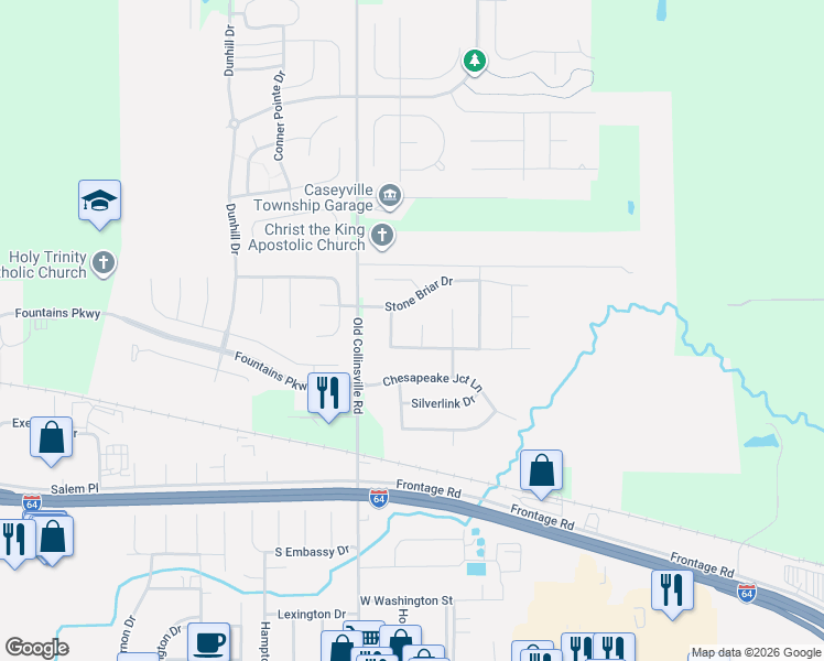 map of restaurants, bars, coffee shops, grocery stores, and more near 6811 Cabot Court in O'Fallon