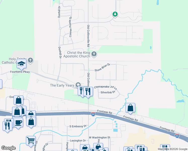 map of restaurants, bars, coffee shops, grocery stores, and more near 965 Sturbridge Trail in O'Fallon