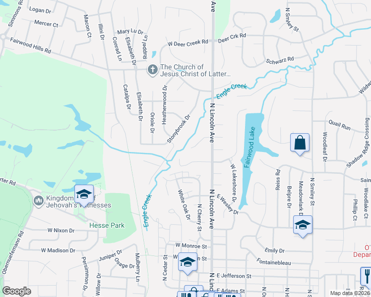 map of restaurants, bars, coffee shops, grocery stores, and more near 114 West Brittany Lane in O'Fallon