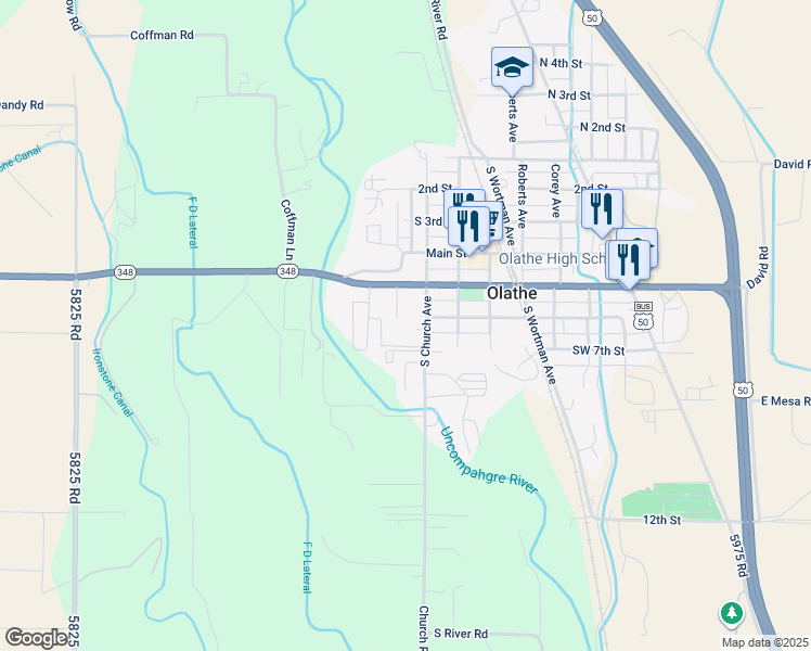 map of restaurants, bars, coffee shops, grocery stores, and more near 602 Aspen Dr in Olathe
