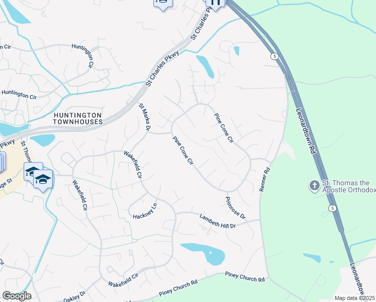 map of restaurants, bars, coffee shops, grocery stores, and more near 3666 Pine Cone Circle in Waldorf