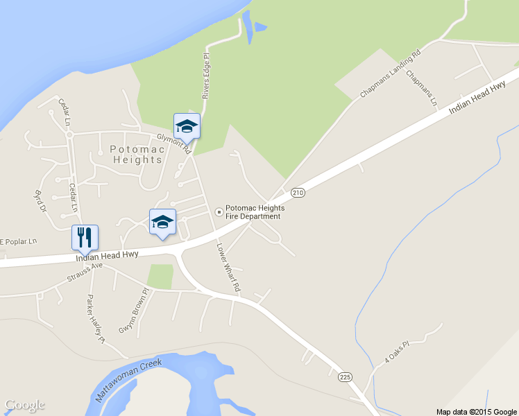 map of restaurants, bars, coffee shops, grocery stores, and more near 5180 Indian Head Hwy in Indian Head