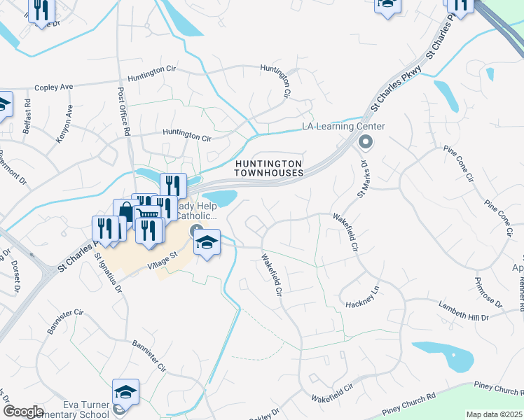 map of restaurants, bars, coffee shops, grocery stores, and more near 2006 All Hallows Court in Waldorf