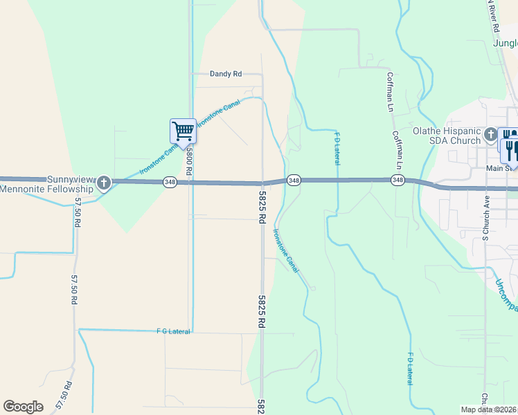 map of restaurants, bars, coffee shops, grocery stores, and more near 6073 5825 Road in Olathe