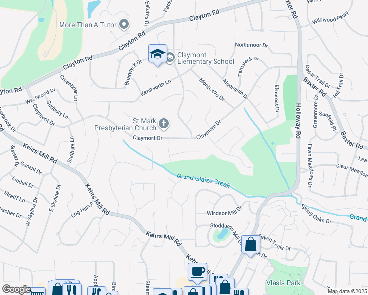 map of restaurants, bars, coffee shops, grocery stores, and more near 512 Wellshire Court in Ballwin
