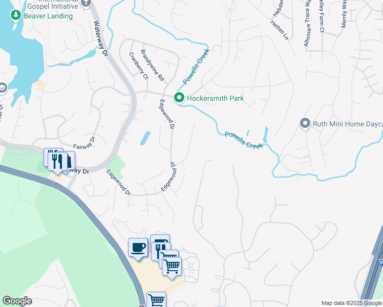 map of restaurants, bars, coffee shops, grocery stores, and more near 16081 Deer Park Drive in Dumfries