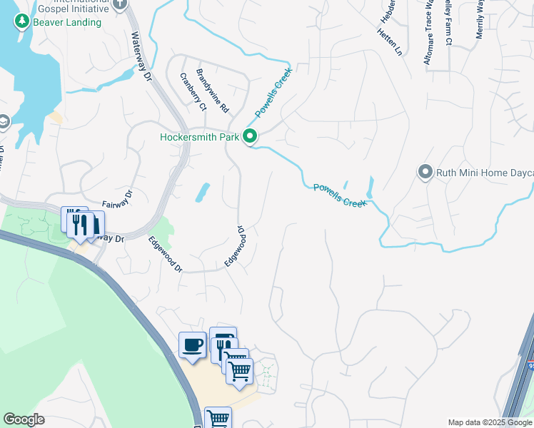map of restaurants, bars, coffee shops, grocery stores, and more near 16081 Deer Park Drive in Dumfries
