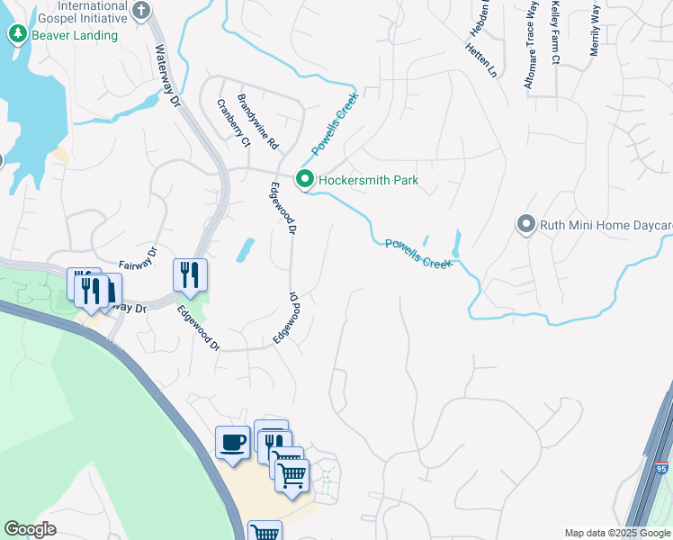 map of restaurants, bars, coffee shops, grocery stores, and more near 16035 Deer Park Drive in Montclair