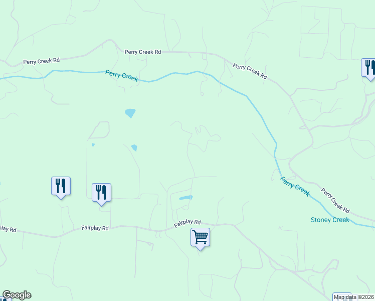 map of restaurants, bars, coffee shops, grocery stores, and more near Foxtail Lane in El Dorado County