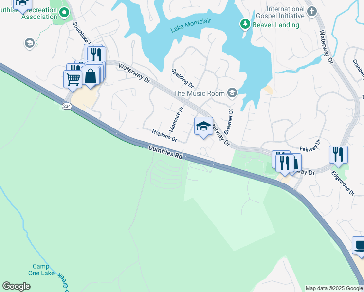 map of restaurants, bars, coffee shops, grocery stores, and more near 4701 Hopkins Drive in Montclair