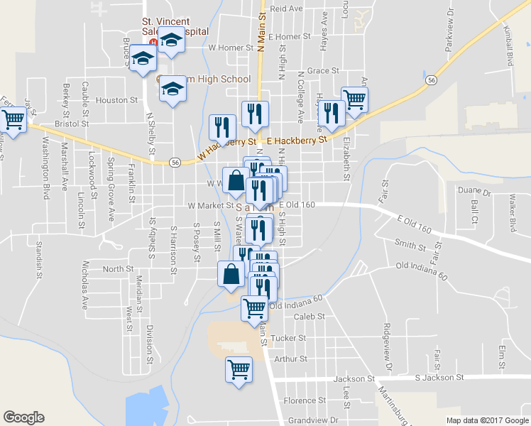 map of restaurants, bars, coffee shops, grocery stores, and more near 18 Public Square in Salem