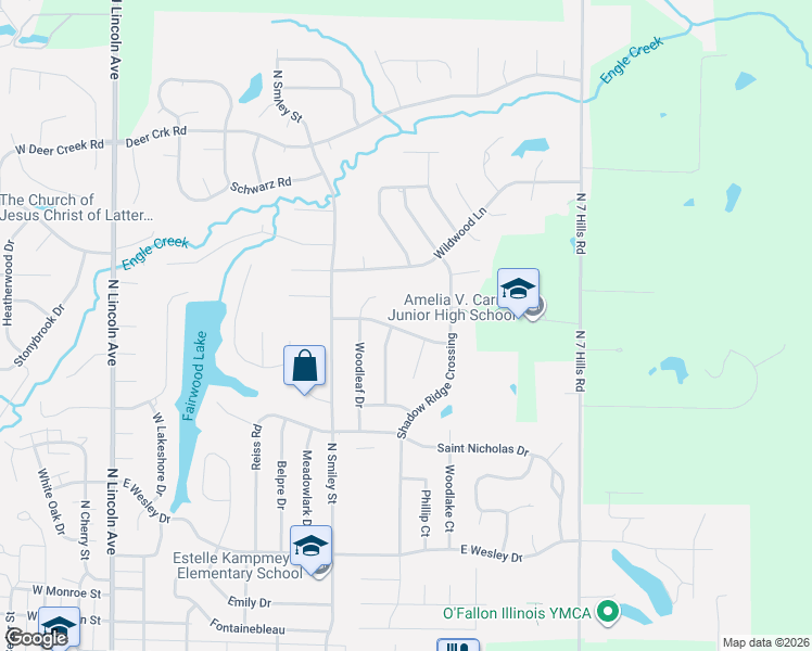 map of restaurants, bars, coffee shops, grocery stores, and more near 630 Quail Run in O'Fallon